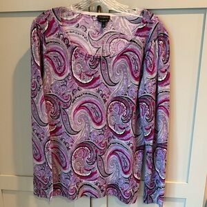 EUC TALBOTS Wool Paisley Pattern Sweater Sz L Freshly Drycleaned!